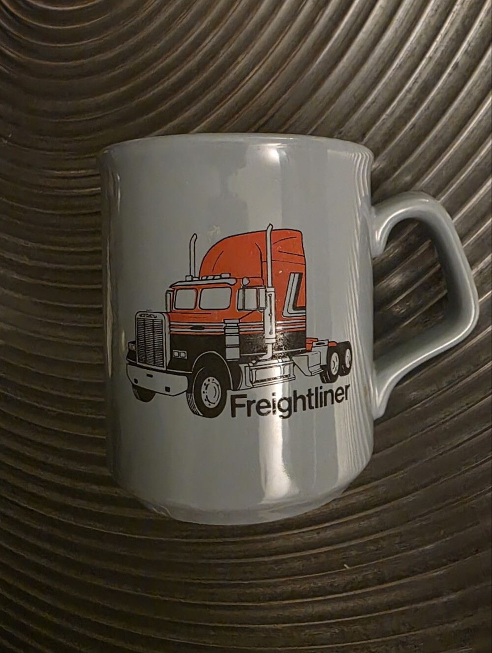 Freightliner Ceramic Coffer Truck Mug with Orange Cab Made in ENGLAND